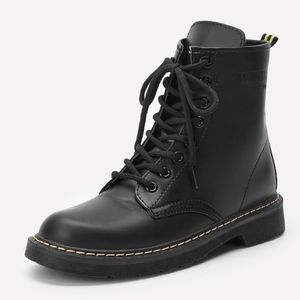 Solid Lace-Up Boots